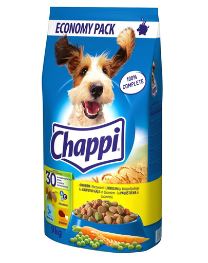 CHAPPI 9 kg - hrana uscata completa pentru caini adulti, cu carne de pasare si legume