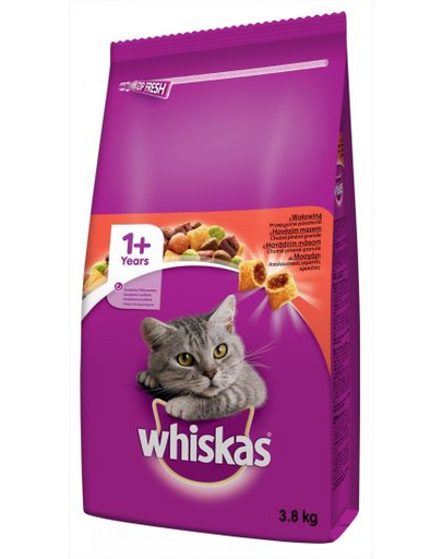 WHISKAS Adult cu vită 3,8 kg hrană uscată pentru pisici