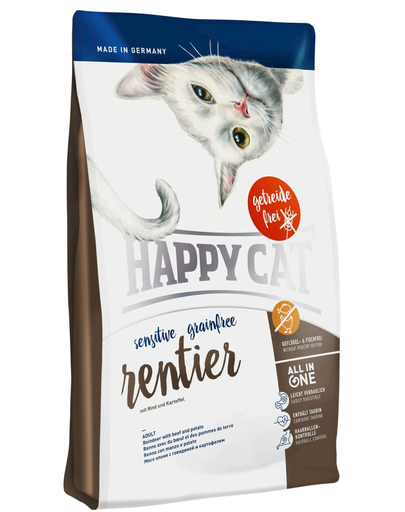 HAPPY CAT Sensitive Grainfree Ren, Vită și Cartofi 300 g imagine