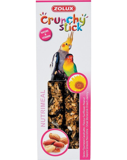 Zolux crunchy stick pentru papagali mari - floarea soarelui / alune de pădure 115 g