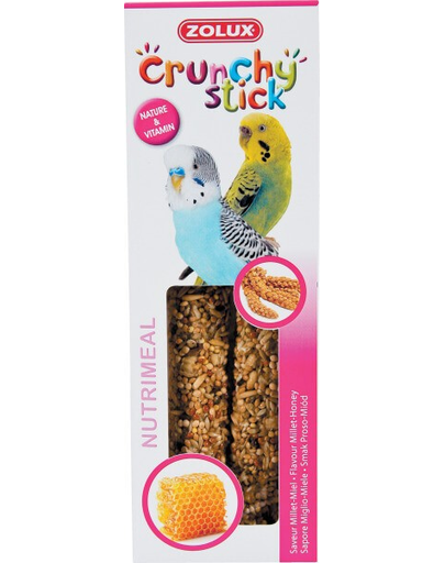 Zolux crunchy stick pentru papagali mici - mei / miere 85 g