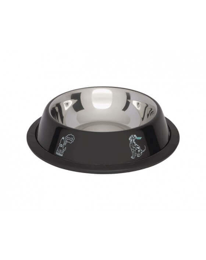 LOLO PETS Bol cu suport gumat negru 0,9 L