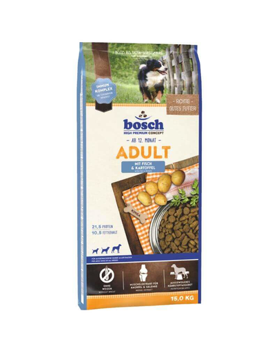 BOSCH Adult Fisch & Potato Hrana uscata pentru caini adulti, cu peste si orez1 kg