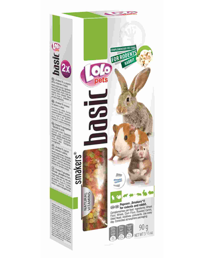 LOLO PETS Smakers pentru rozătoare și iepure popcorn 90 g