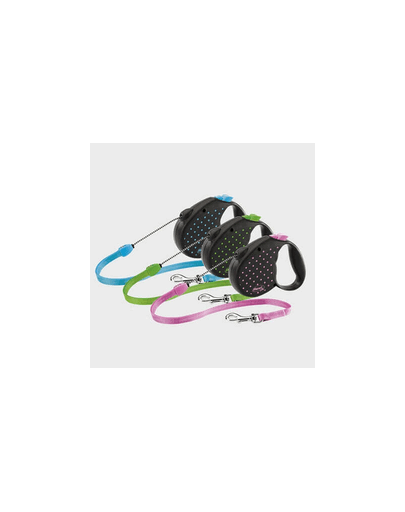 FLEXI Lesă automată FLEXI COLOR DOTS S cablu 5 M roz