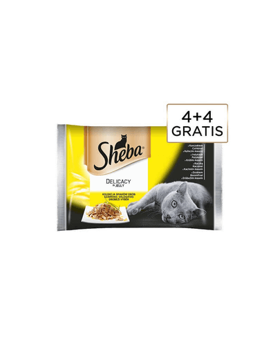 SHEBA Sheba Delicacy Jelly cu Carne de Pasăre 4 + 4 GRATIS