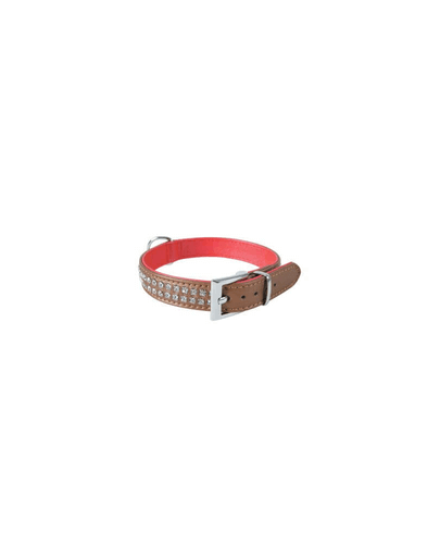ZOLUX Zgardă din piele cu 2 rânduri de strasuri Victoria 40 cm  roșu