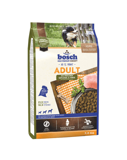 BOSCH Adult Hrana uscata pentru caini adulti, cu pasare si mei 3 kg
