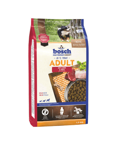 BOSCH Hrana uscata pentru caini adulti, cu miel si orez  1 kg