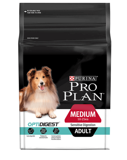 PURINA PRO PLAN Medium Adult Sensitive Digestion hrană uscată pentru câini adulți de talie medie, cu miel, 3 kg