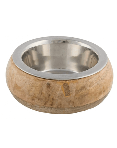 TRIXIE Bol din oțel inoxidabil cu ramă din lemn 0.75 l/19 cm