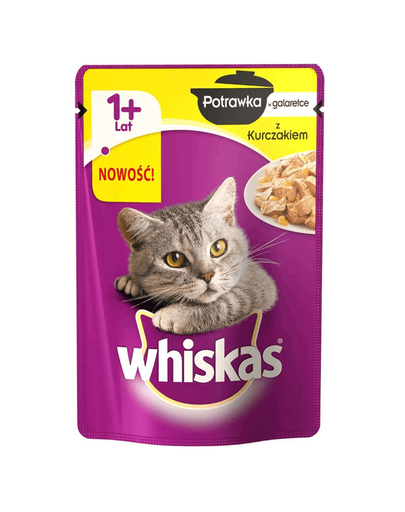 WHISKAS Hrană umedă pentru pisici Ragout în aspic (vârsta 1+) cu pui 85 g