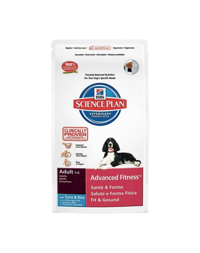 Hill's science plan canine adult advanced fitness - hrană uscată pentru câini activi, foarte activi cu ton și orez 3 kg