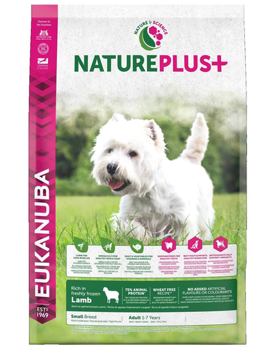 EUKANUBA Nature Plus+ Adult Small Breed - bogat în miel proaspăt înghețat 2,3 kg