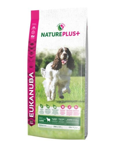 Eukanuba nature plus+ adult medium breed - bogat în miel proaspăt înghețat 2,3 kg