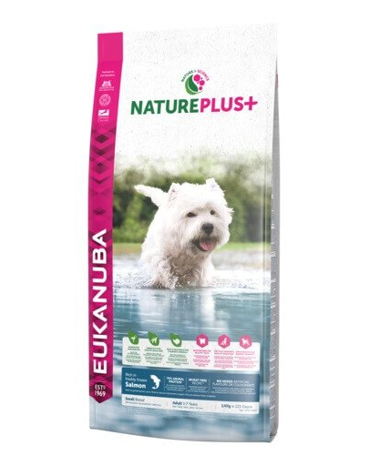 EUKANUBA Nature Plus+ Adult Small Breed - bogat în somon proaspăt înghețat 2,3 kg