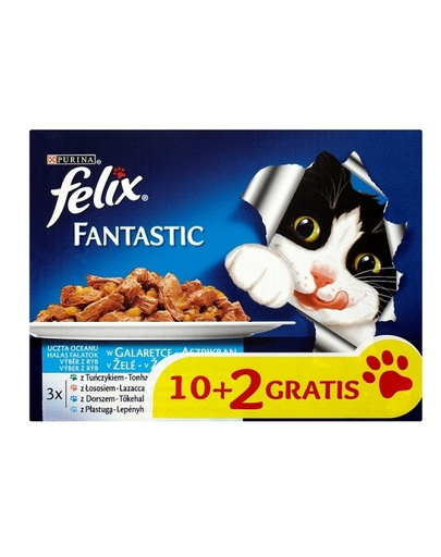 FELIX Fantastic hrană umedă în aspic 72x100g: vită, pui, rață și miel