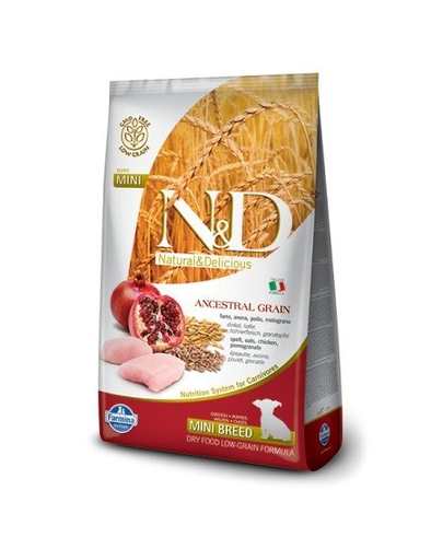 FARMINA N&D Mini Puppy Low Grain Chicken&Pomegranate hrana uscata caini juniori talie mica, pui si rodie 7 kg