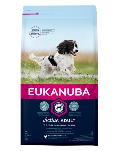 EUKANUBA EUKANUBA Active Adult Medium Breed - bogat în pui proaspăt 2kg