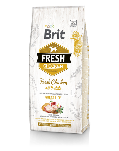 BRIT Fresh Adult Hrana uscata caini, cu pui si cartofi 12 kg