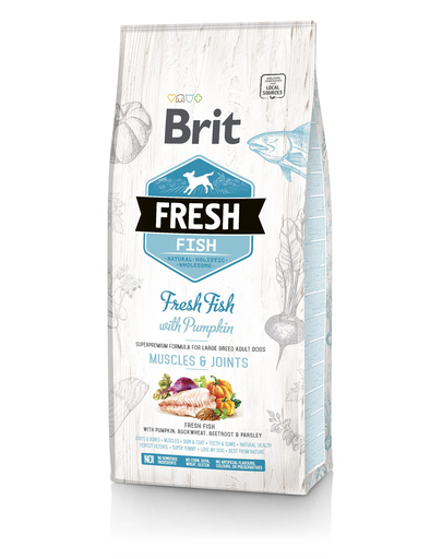 BRIT Fresh Adult Large Muscles&Joints 12 kg hrana uscata caini adulti talie mare, peste si dovleac