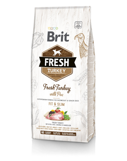 BRIT Fresh Light Fit&Slim Hrană uscată cu mazare și curcan 2,5 kg
