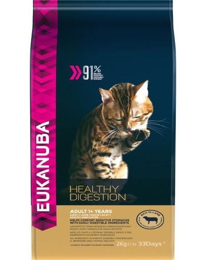 Eukanuba cat adult all breeds healthy digestion lamb & liver 2 kg
