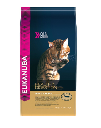 Eukanuba cat adult all breeds healthy digestion lamb & liver 4 kg