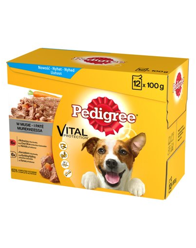 PEDIGREE Adult Mousse cu Vită și Morcovi 12 x 100g