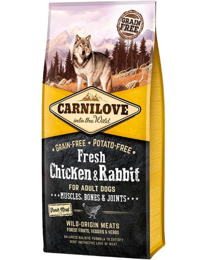 CARNILOVE Hrana uscata pentru caini adulti, cu iepure si pui 12 kg