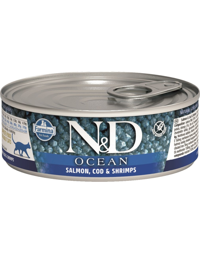 Farmina n&d ocean adult cu somon, cod și creveți 80 g