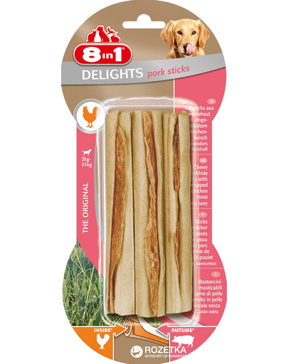 8in1 delights - delicatesă cu aromă de porc 3 bucăți