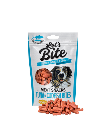 Brit let's bite meat snacks bucăți de ton și cod 80 g