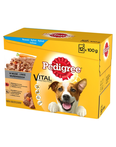 Pedigree hrană umedă cu vită și cu pui în mousse 48 x 100 gr