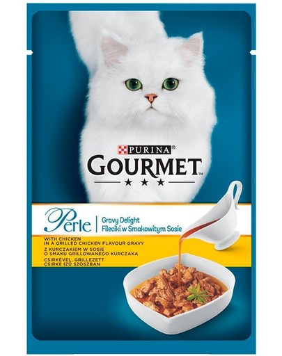 GOURMET Perle Hrana umeda pentru pisici adulte, perle de pui in sos 85 g