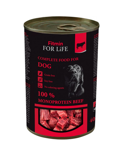 Fitmin for life dog beef hrană umedă, fără cereale cu vită 400 g