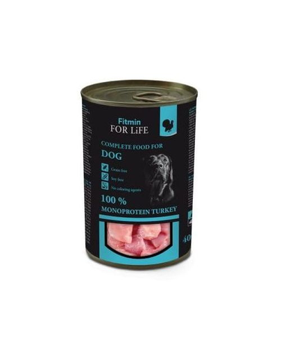 Fitmin for life dog turkey hrană umedă, fără cereale cu carne de curcan 400 g