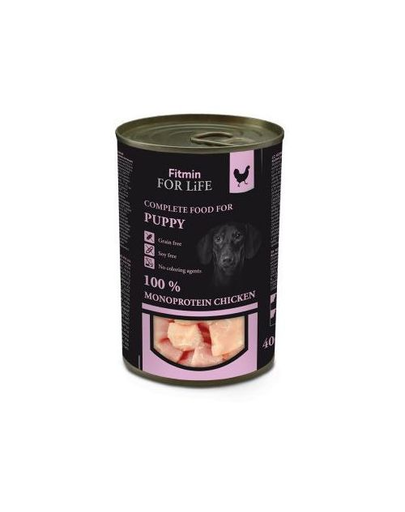 Fitmin for life puppy hrană umedă, fără cereale cu pui 400 g