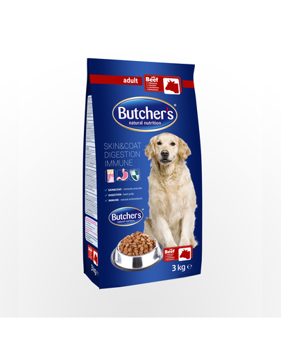 Butcher's dog natural&healthy hrană uscată cu vită 3 kg