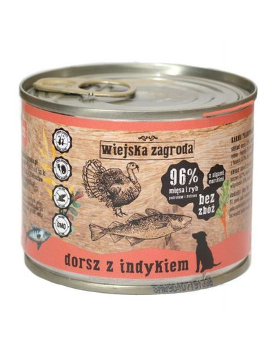 WIEJSKA ZAGRODA hrană umedă fără cereale, cod și curcan 200 gr