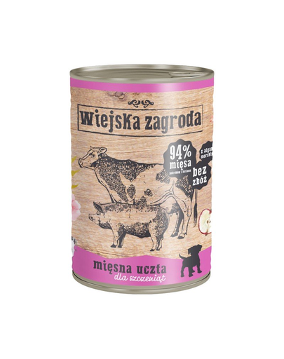 Wiejska zagroda junior hrană umedă fără cereale, mix carne 800 gr