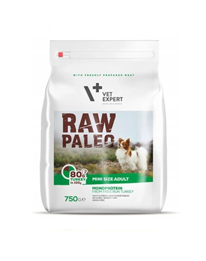 Vetexpert raw paleo adult mini cu carne de curcan 750 g