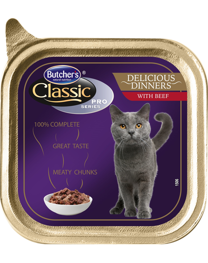 BUTCHER'S Cat Classic Delicious Dinner cu bucăți de vită în sos 100 g