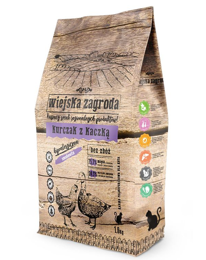 WIEJSKA ZAGRODA Hrana uscata pisici adulte, pui si rata 5 kg
