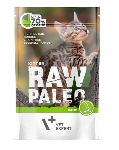 VETEXPERT RAW PALEO Kitten hrana pui pisica 100 g cu vanat