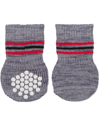TRIXIE Șosete pentru câini, antiderapante, L–XL, 2 buc., gri