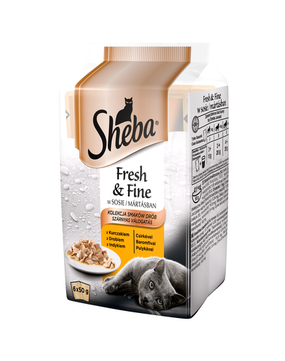 SHEBA Mini Plicuri cu pui si pasare, pentru pisici, 72 x 50g (36 + 36 gratuit)