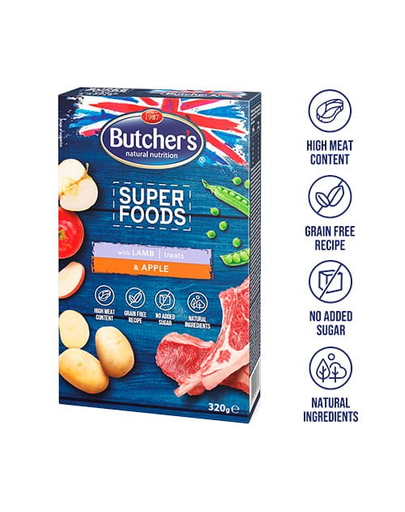 BUTCHER'S Superfoods Treats recompense cu miel și măr 320 g