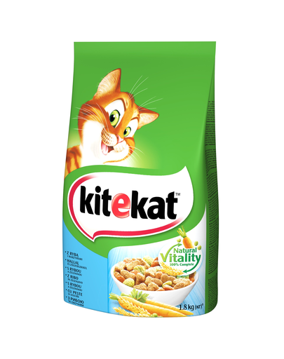 KITEKAT Hrana uscata pentru pisici, peste si legume 1,8 kg x 6