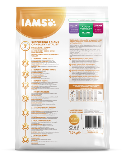 IAMS for Vitality pentru pisici adulte, cu pește oceanic 1.5 kg